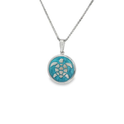 Jai's Sterling Silver Turquoise-accented Turtle Pendant