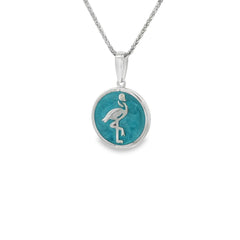Jai's Sterling Silver Turquoise-accented Flamingo Pendant