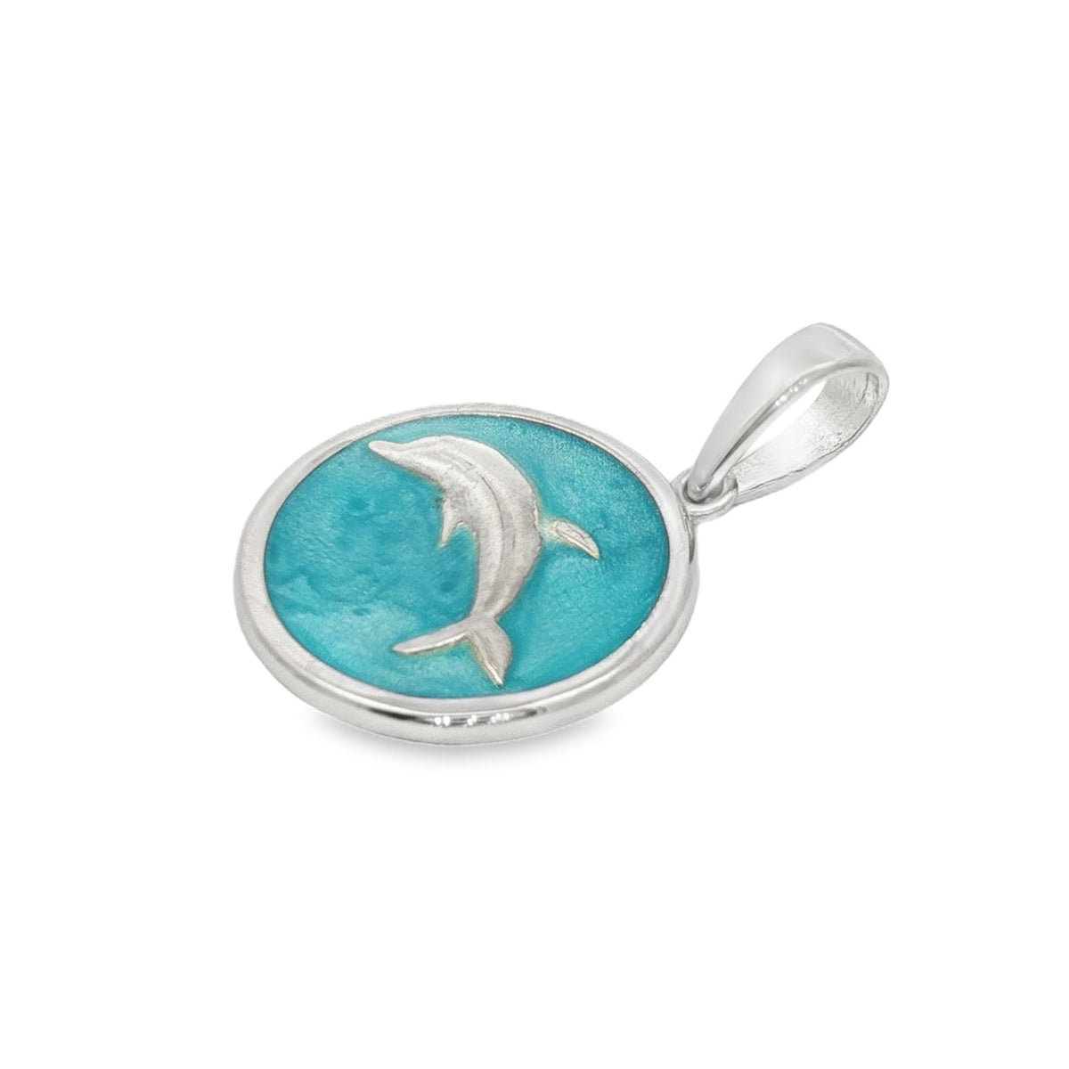 Jai's Sterling Silver Turquoise-accented Dolphin Pendant