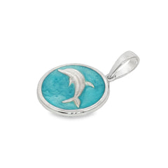 Jai's Sterling Silver Turquoise-accented Dolphin Pendant