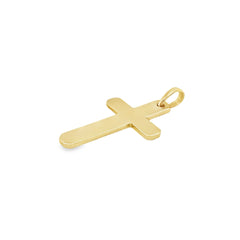 Jai's 14K Yellow Gold Rounded Cross Pendant