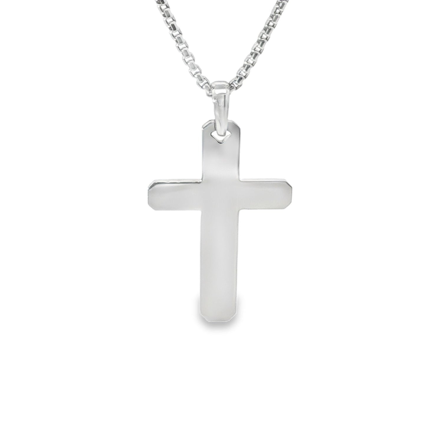Jai's 14K White Gold Rounded Cross Pendant