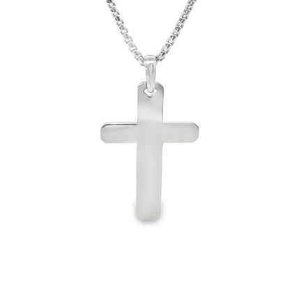 Jai's 14K White Gold Rounded Cross Pendant