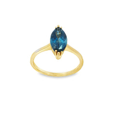 Jai's 14K Yellow Gold Marquise-cut London Blue Topaz Ring
