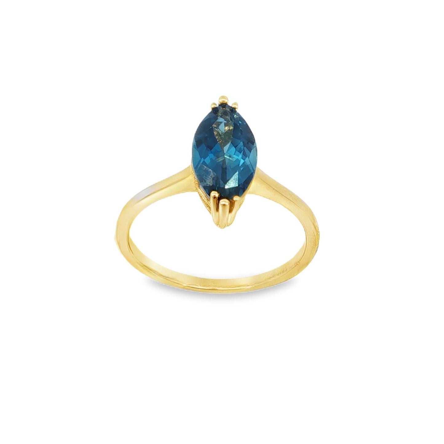 Jai's 14K Yellow Gold Marquise-cut London Blue Topaz Ring