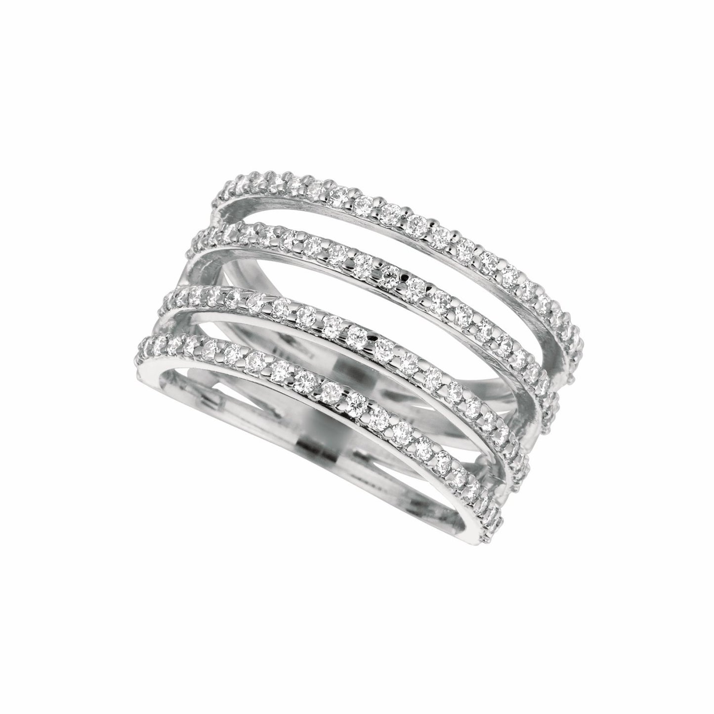 Morris & David's 14K White Gold Four-row Diamond Ring