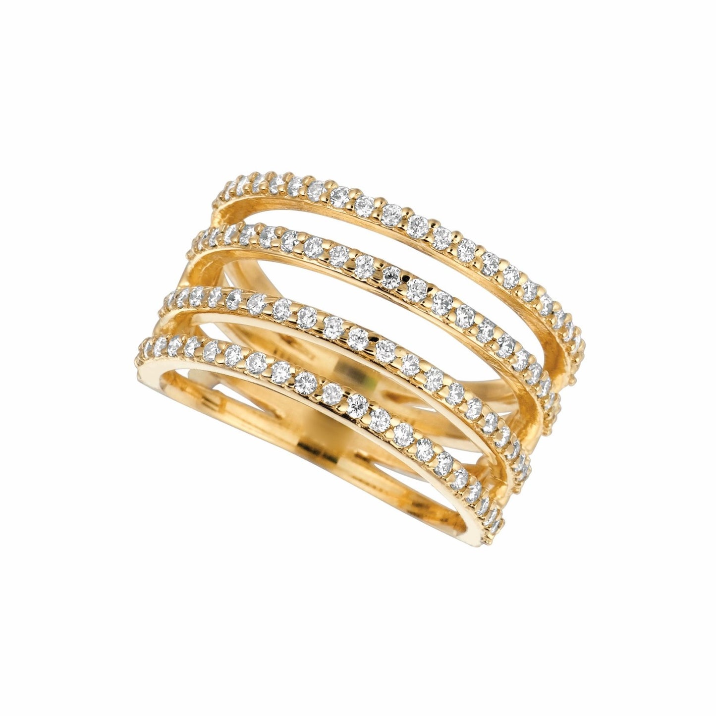 Morris & David's 14K Yellow Gold Four-strand Diamond Ring
