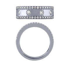 Morris & David's 14K White Gold Diamond-lined & Dotted Ring