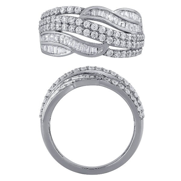 Morris & David's 14K White Gold Multi-strand Baguette-cut Diamond Ring