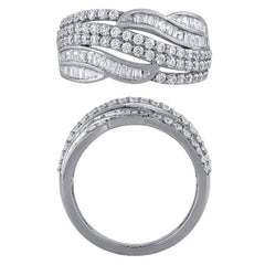 Morris & David's 14K White Gold Multi-strand Baguette-cut Diamond Ring