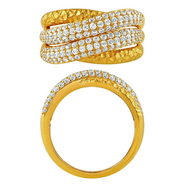 Morris & David's 14K Yellow Gold Criss-cross Diamond Ring