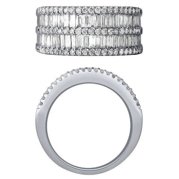 Morris & David's 14K White Gold Two-row Baguette-cut Diamond Ring