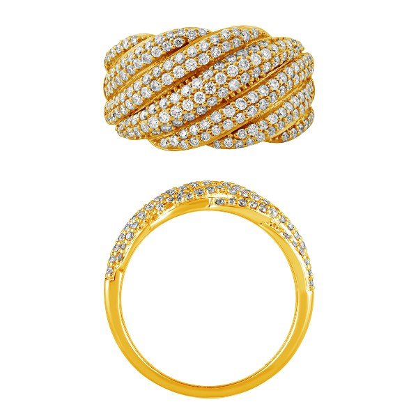 Morris & David's 14K Yellow Gold Ridged Diamond Ring