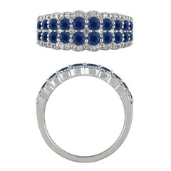 Morris & David's 14K White Gold Thin Two-row Sapphire & Diamond Ring