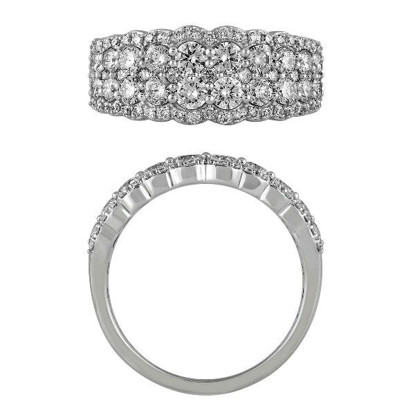 Morris & David's 14K White Gold Thin Two-row Diamond Ring