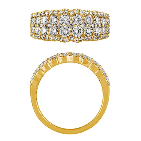 Morris & David's 14K Yellow Gold Thin Two-row Diamond Ring