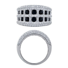 Morris & David's 14K White Gold Two-row Sapphire & Diamond Ring