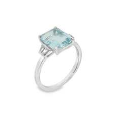 Jai's 14K White Gold Emerald-cut Aquamarine & Diamond Ring