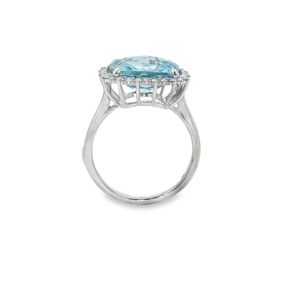 Jai's 14K White Gold Cushion-cut Blue Topaz & Diamond Ring
