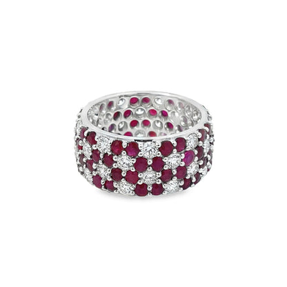 Jai's 18K White Gold Floral Ruby & Diamond Ring