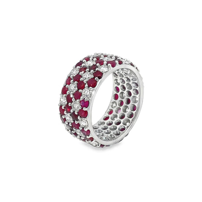 Jai's 18K White Gold Floral Ruby & Diamond Ring