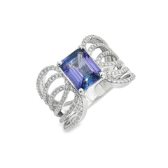 Jai's 18K White Gold Tanzanite & Diamond Multi-row Ring