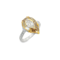 Jai's 18K Two-tone Pear-cut Yellow Diamond Engagement Ring