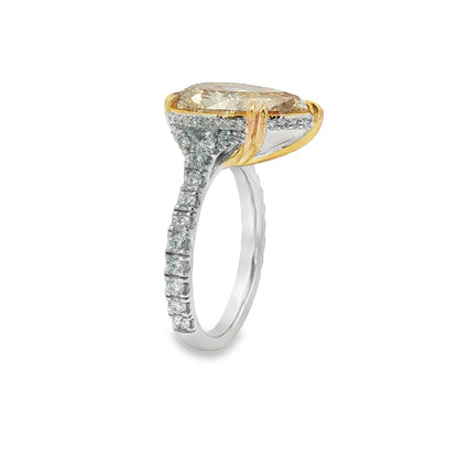 Jai's 18K Two-tone Pear-cut Yellow Diamond Engagement Ring