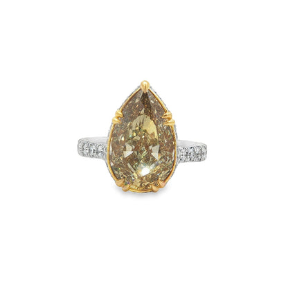Jai's 18K Two-tone Pear-cut Yellow Diamond Engagement Ring