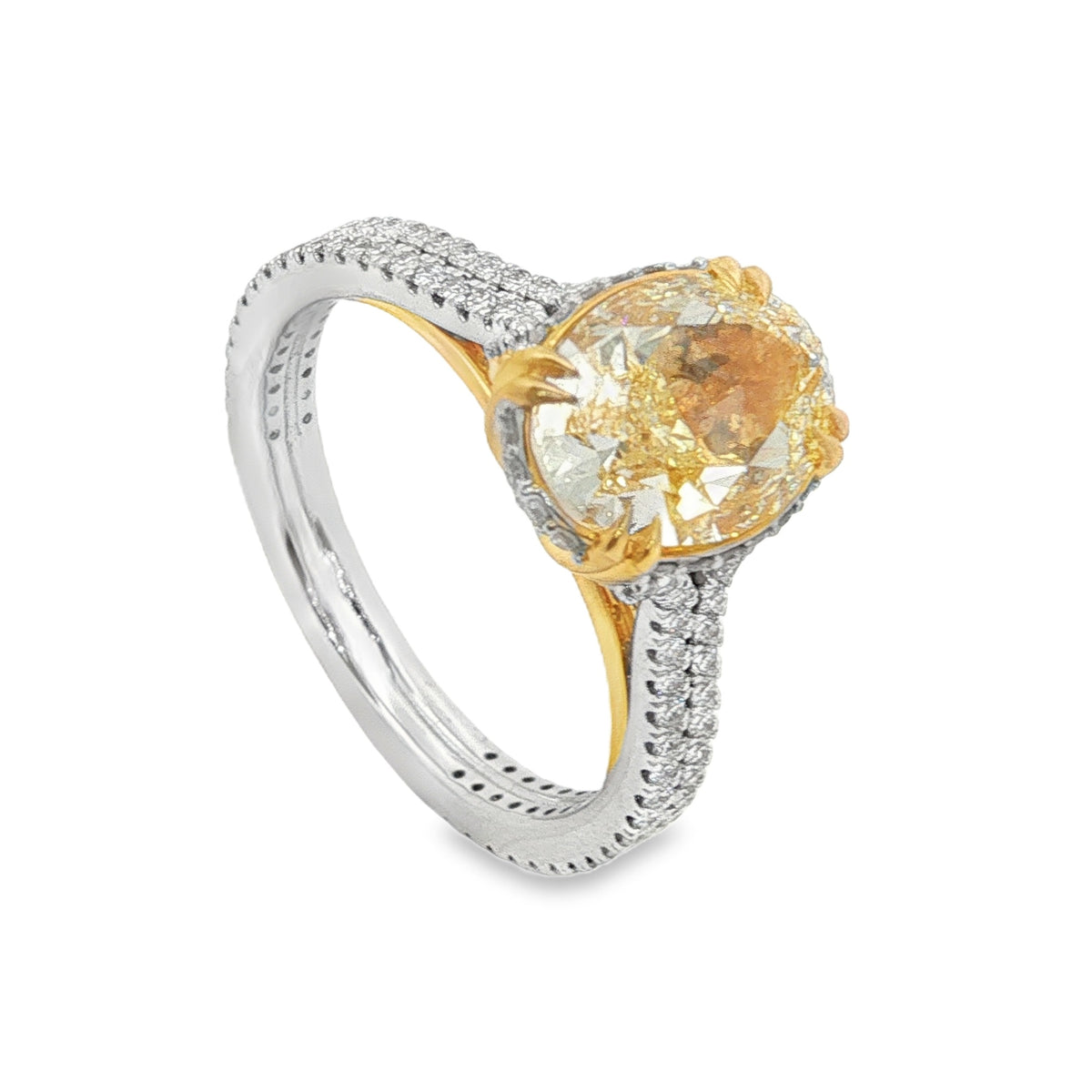 Jai's 18K Two-tone Oval-cut Yellow Diamond Ring