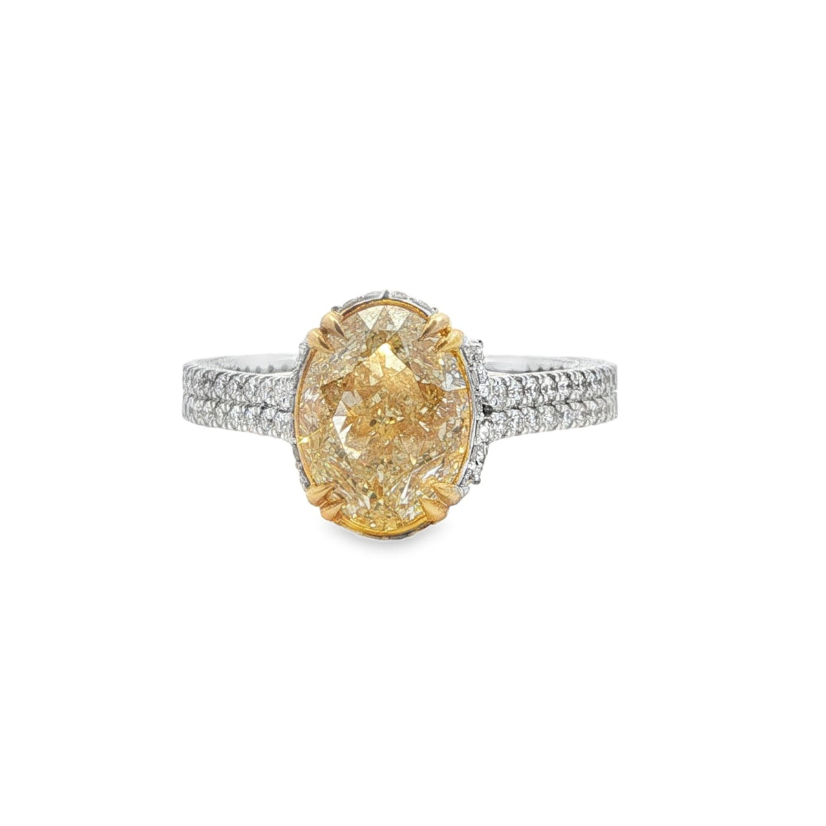Jai's 18K Two-tone Oval-cut Yellow Diamond Ring