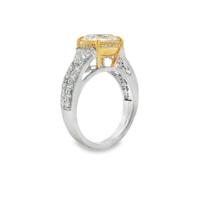Jai's 18K Two-tone Cushion-cut Yellow Diamond Ring