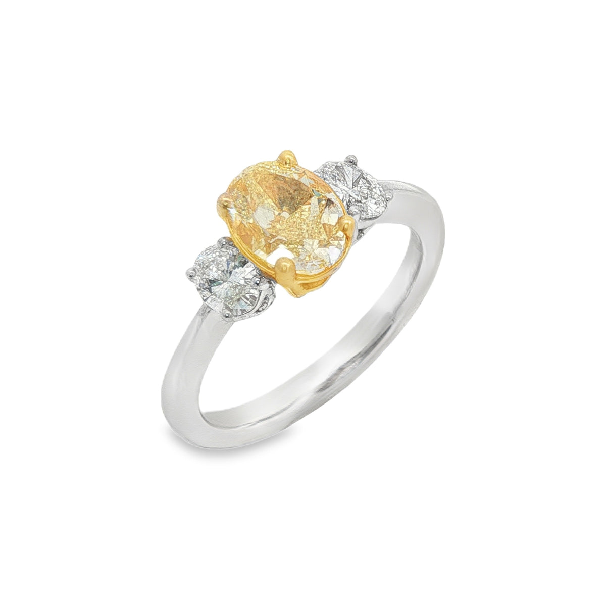 Jai's 18K Two-tone Oval-cut Yellow Diamond Ring