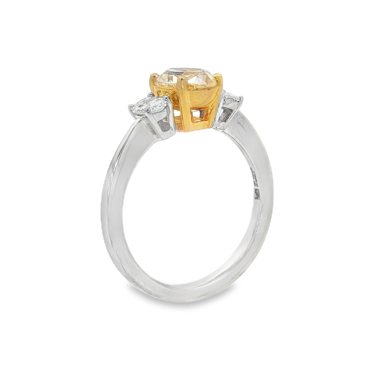 Jai's 18K Two-tone Oval-cut Yellow Diamond Ring