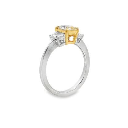 Jai's 18K Two-tone Radiant-cut Yellow Diamond Ring