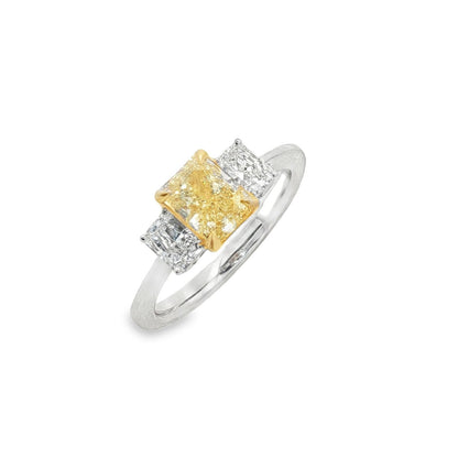 Jai's 18K Two-tone Radiant-cut Yellow Diamond Ring