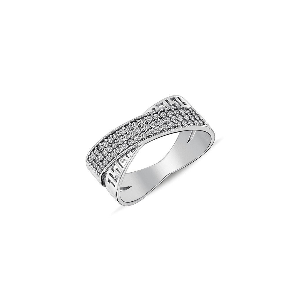 Jai's 14K White Gold Thin Overlapping Diamond Ring