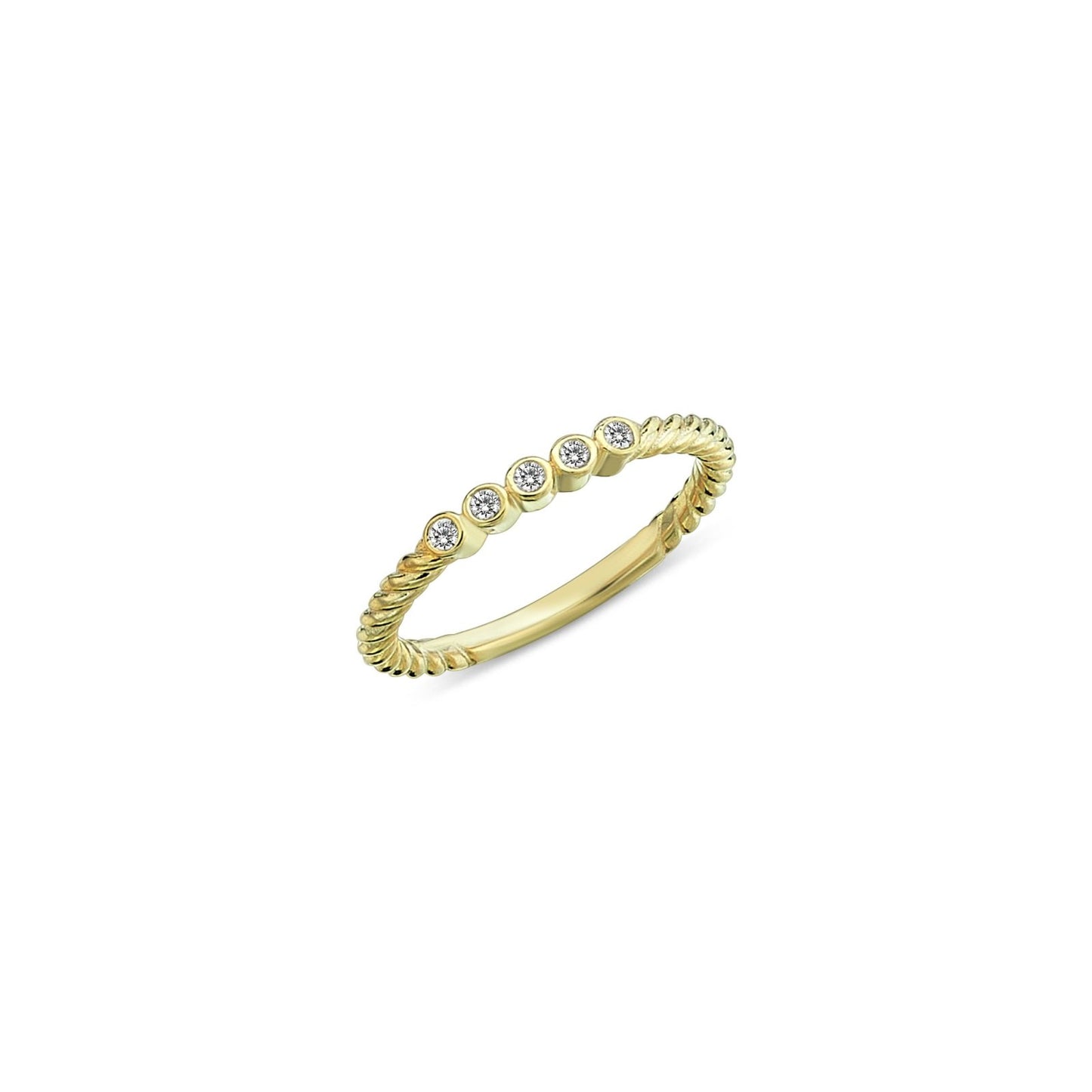 Jai's 14K Yellow Gold Petite Twisted Diamond Ring