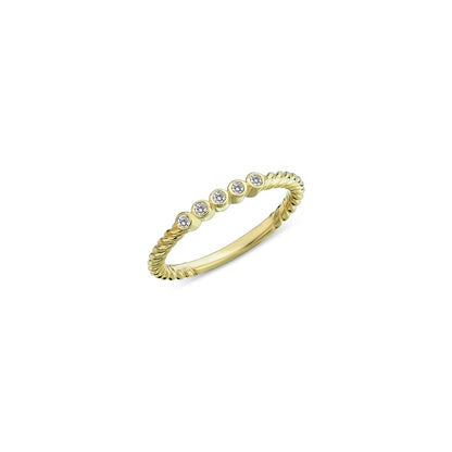 Jai's 14K Yellow Gold Petite Twisted Diamond Ring