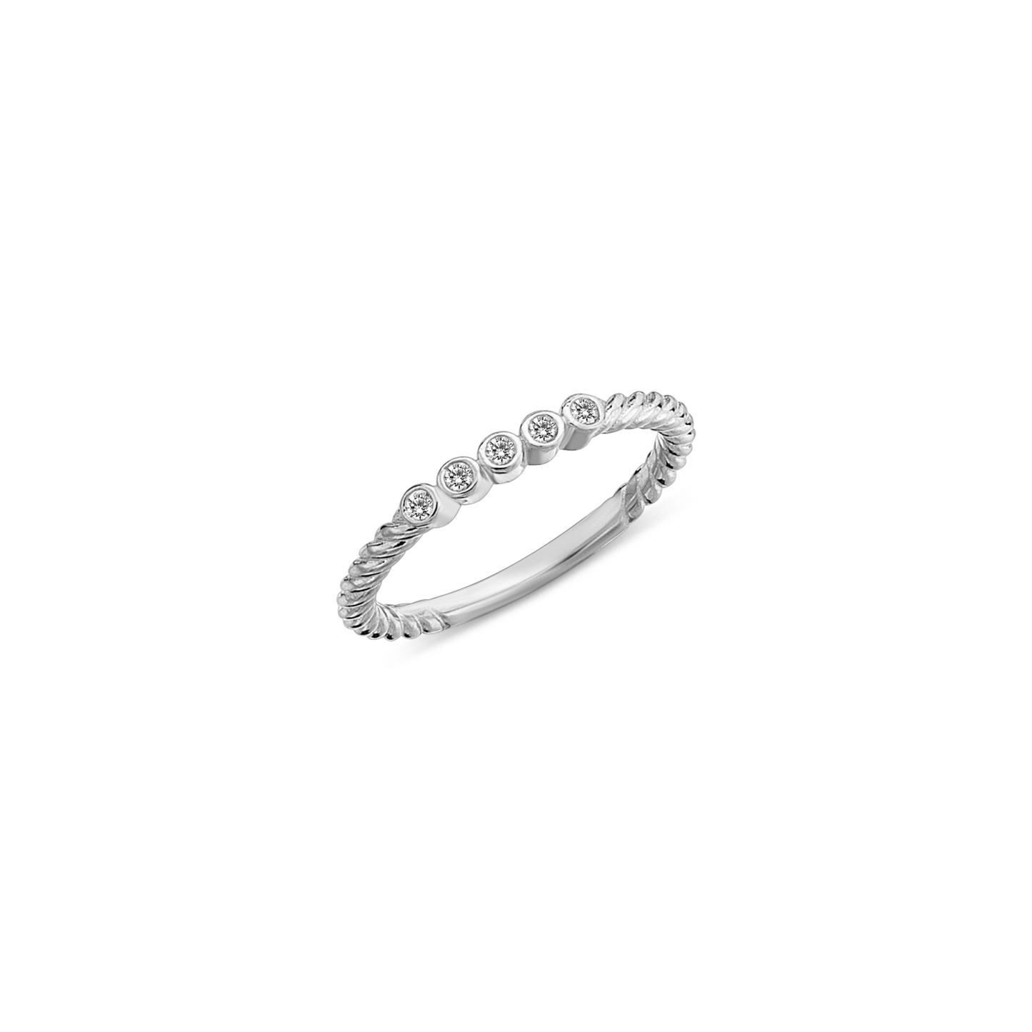 Jai's 14K White Gold Petite Twisted Diamond Ring