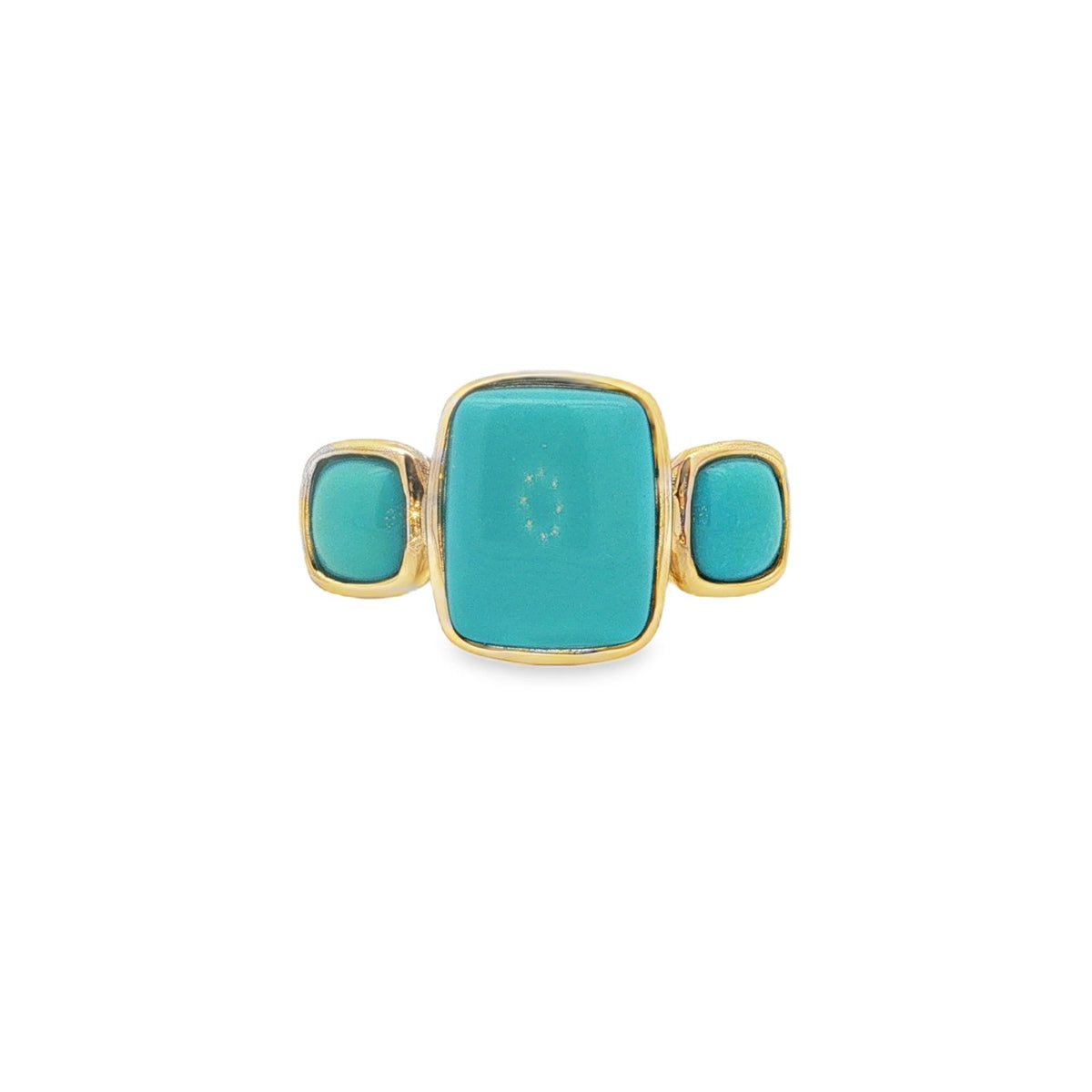Jai's 14K Yellow Gold Tri-stone Turquoise Ring