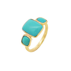 Jai's 14K Yellow Gold Tri-stone Turquoise Ring