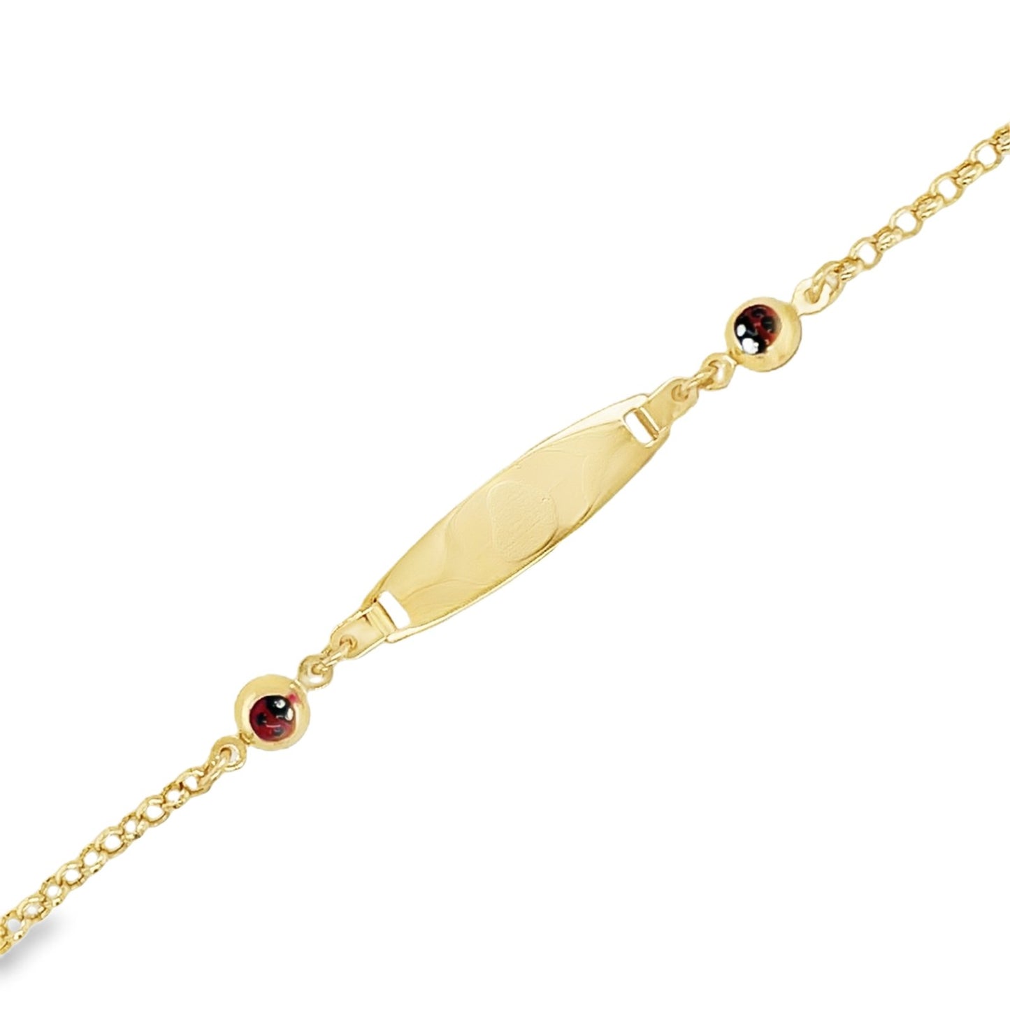 Jai’s 14K Yellow Gold Baby ID & Lady Bug Rolo Chain Bracelet