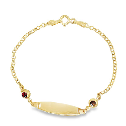 Jai’s 14K Yellow Gold Baby ID & Lady Bug Rolo Chain Bracelet