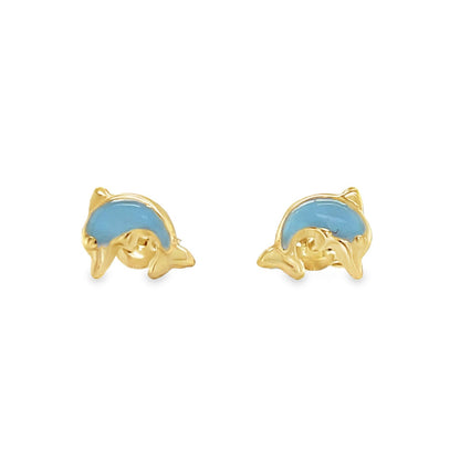 Jai's 14K Yellow Gold Baby Dolphin Studs