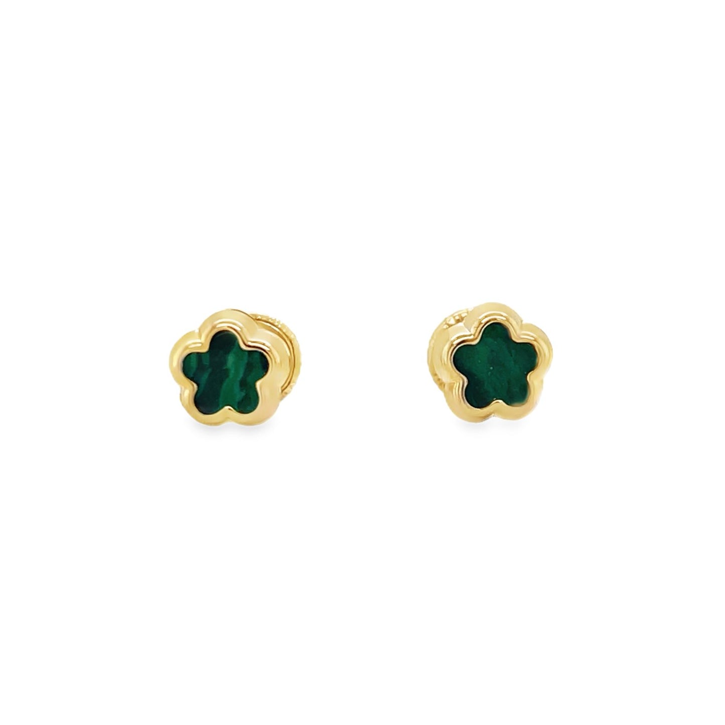 Jai's 14K Yellow Gold Malachite Baby Flower Studs