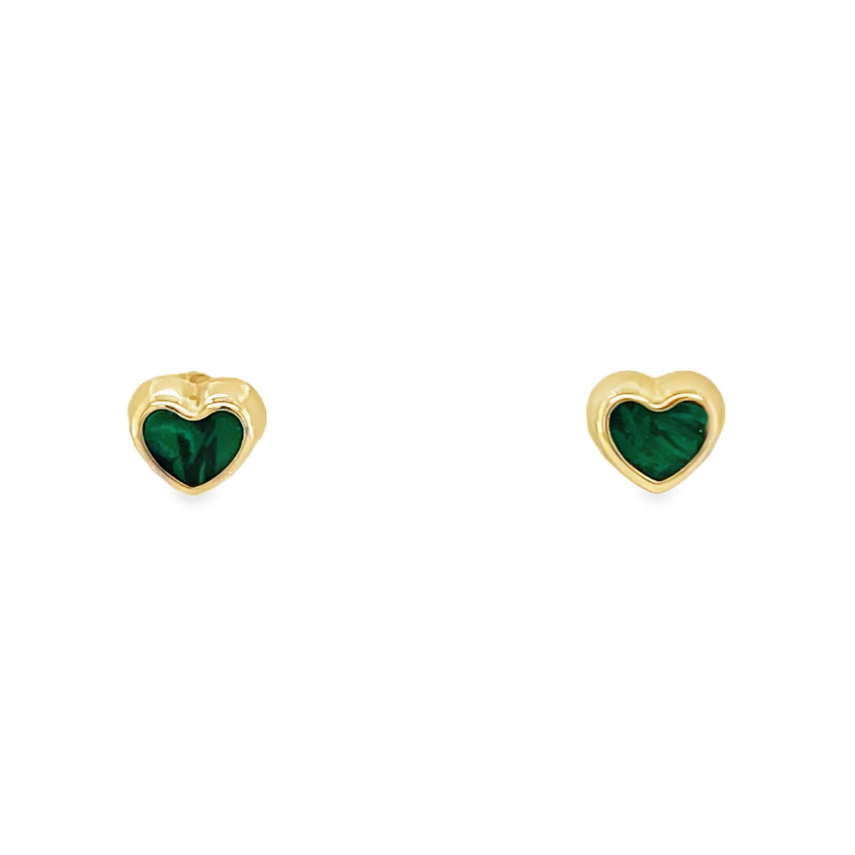 Jai's 14K Yellow Gold Malachite Baby Heart Studs