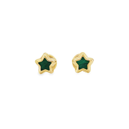 Jai's 14K Yellow Gold Malachite Baby Star Studs