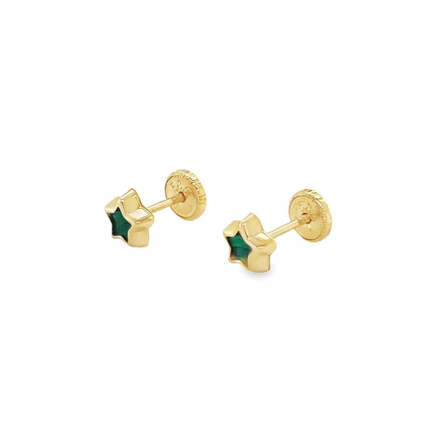 Jai's 14K Yellow Gold Malachite Baby Star Studs