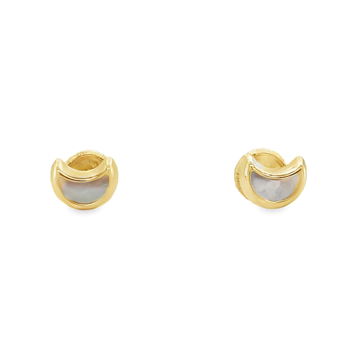 Jai's 14K Yellow Gold Mother-of-Pearl Baby Moon Studs